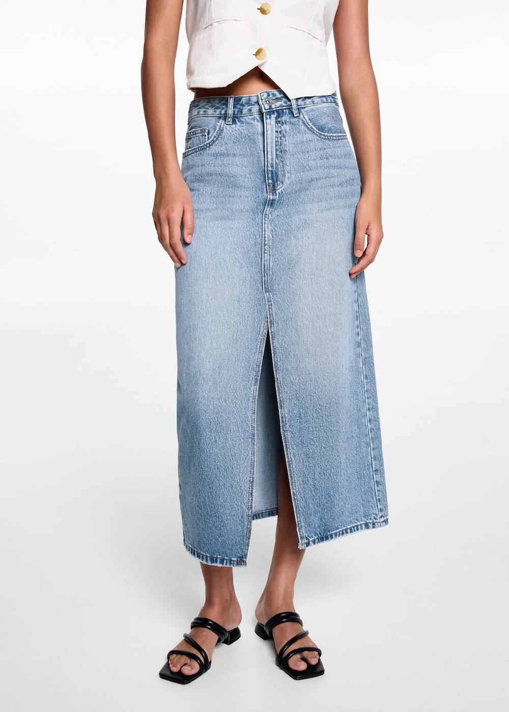 Mango Jeansrock Mit Schlitz