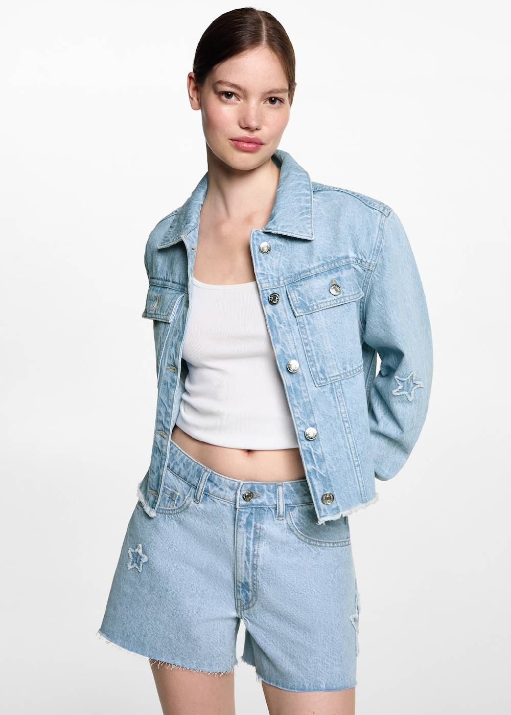 Mango Jeansshort mit Sternmotiv