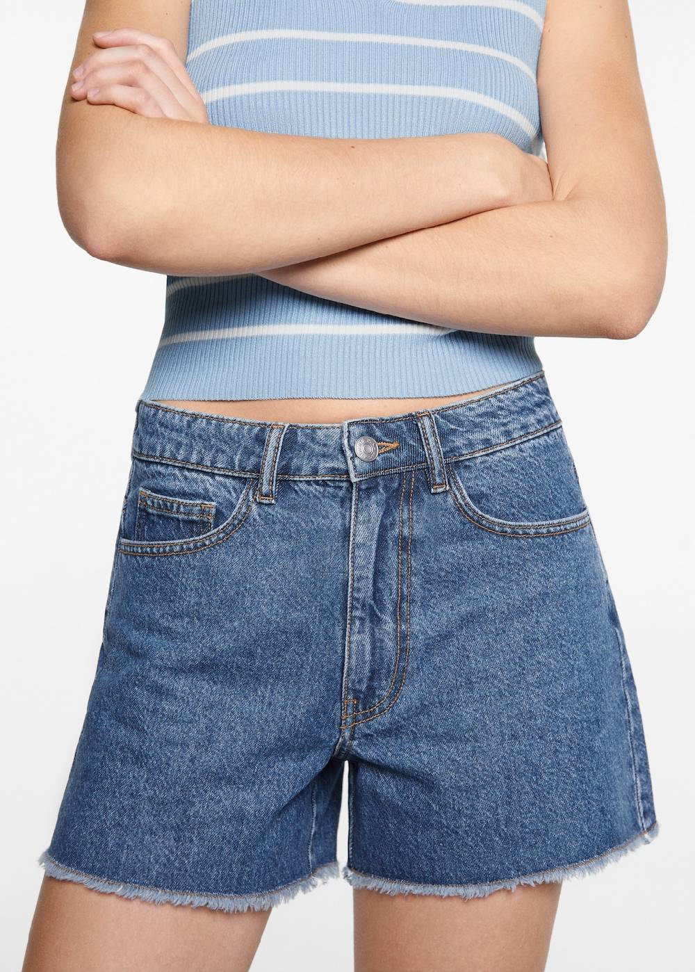 Mango Jeansshorts Mit Ausgefranstem Saum