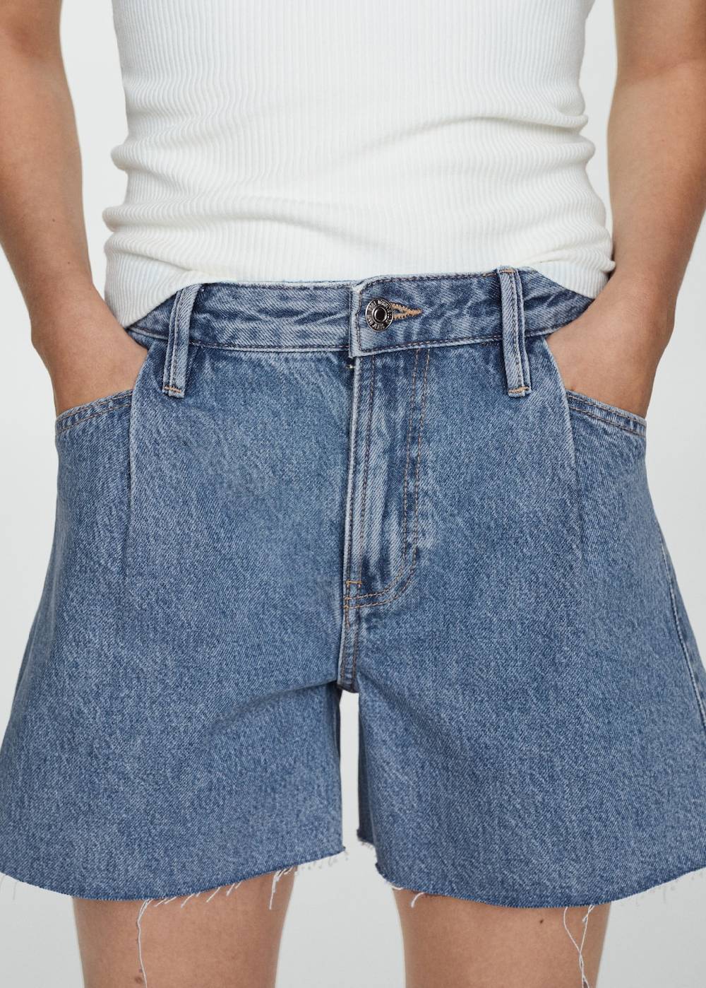 Mango Jeansshorts Mit Ausgefranstem Saum