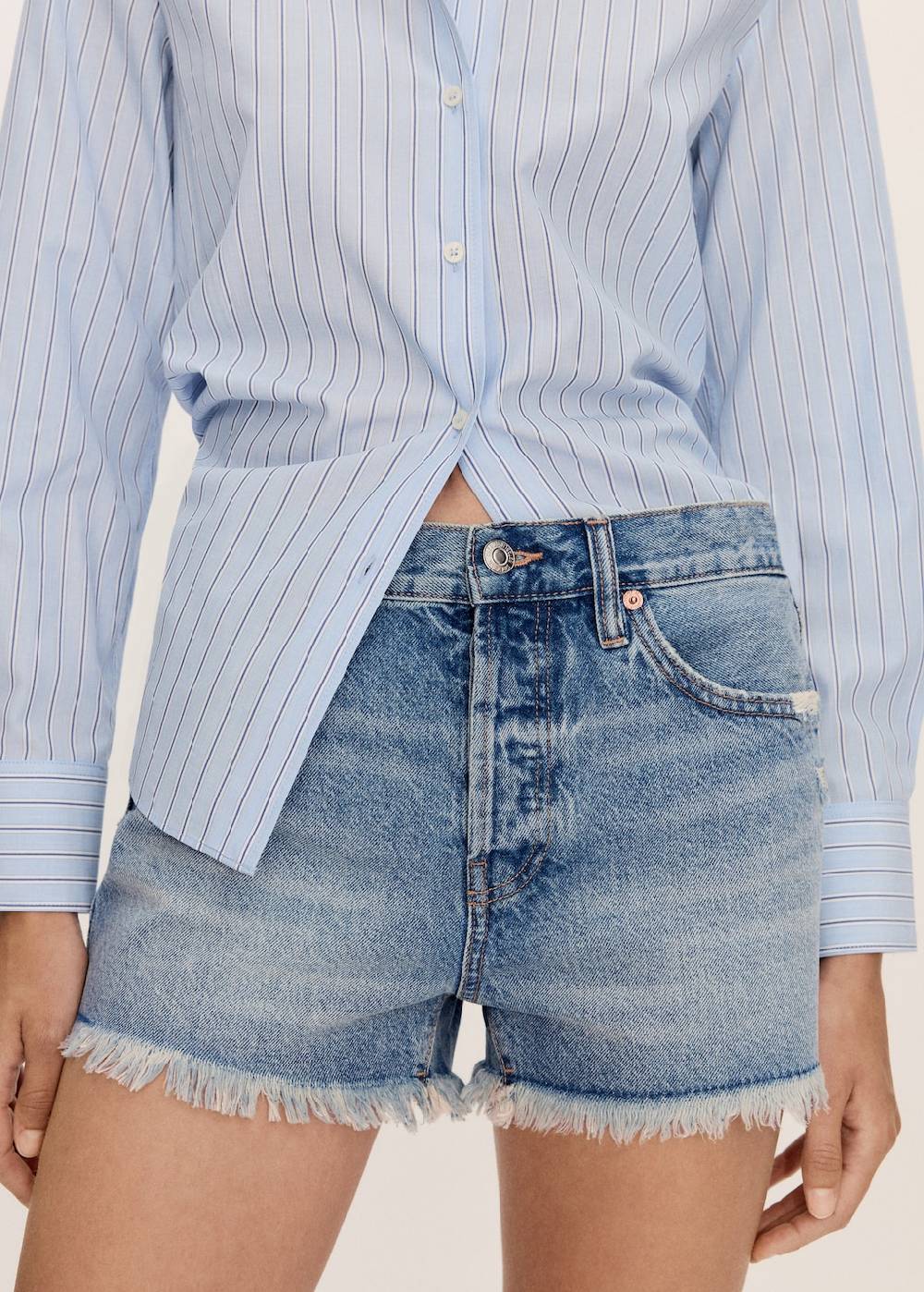 Mango Jeansshorts Mit Ausgefranstem Saum