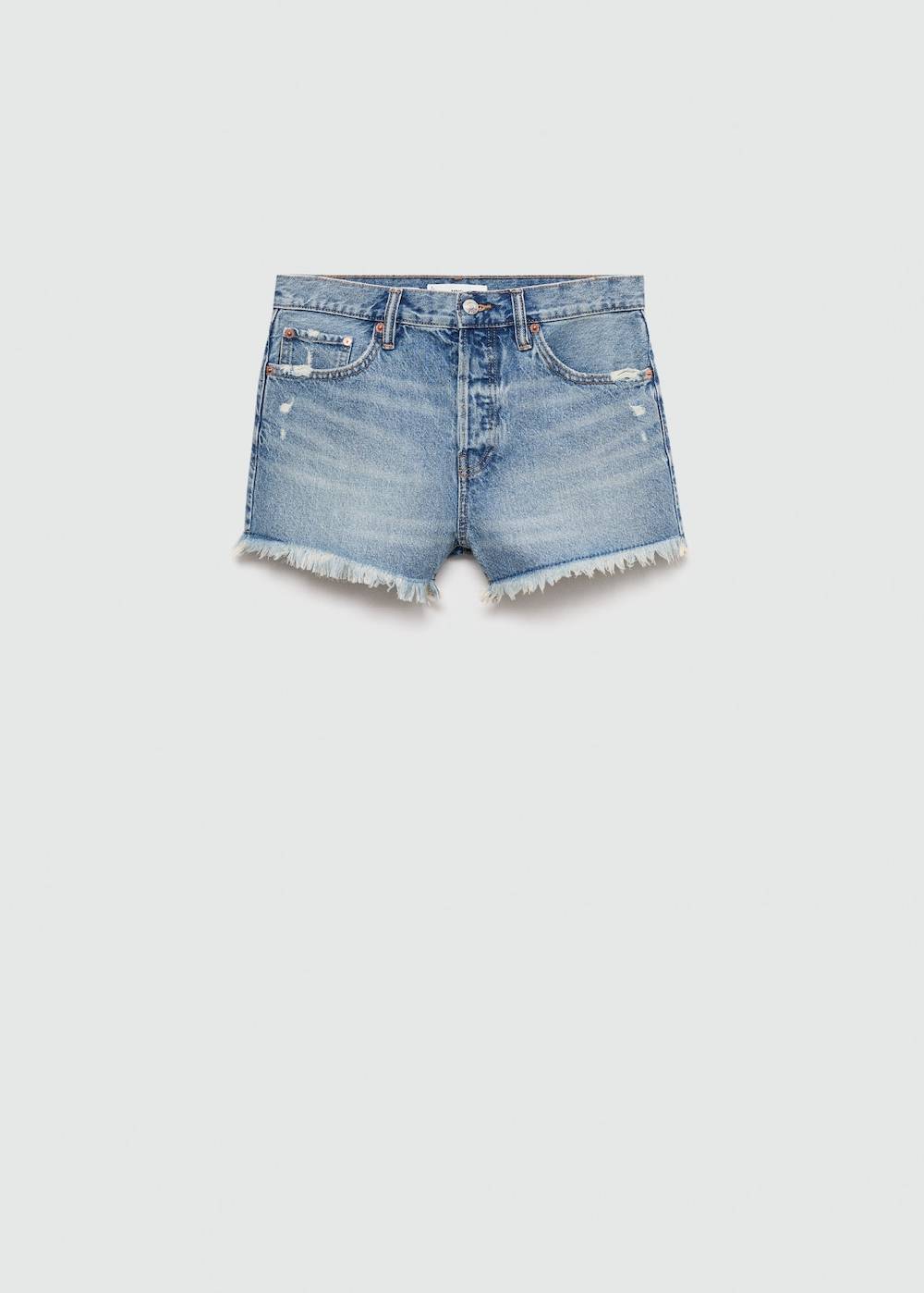 Mango Jeansshorts mit ausgefranstem Saum