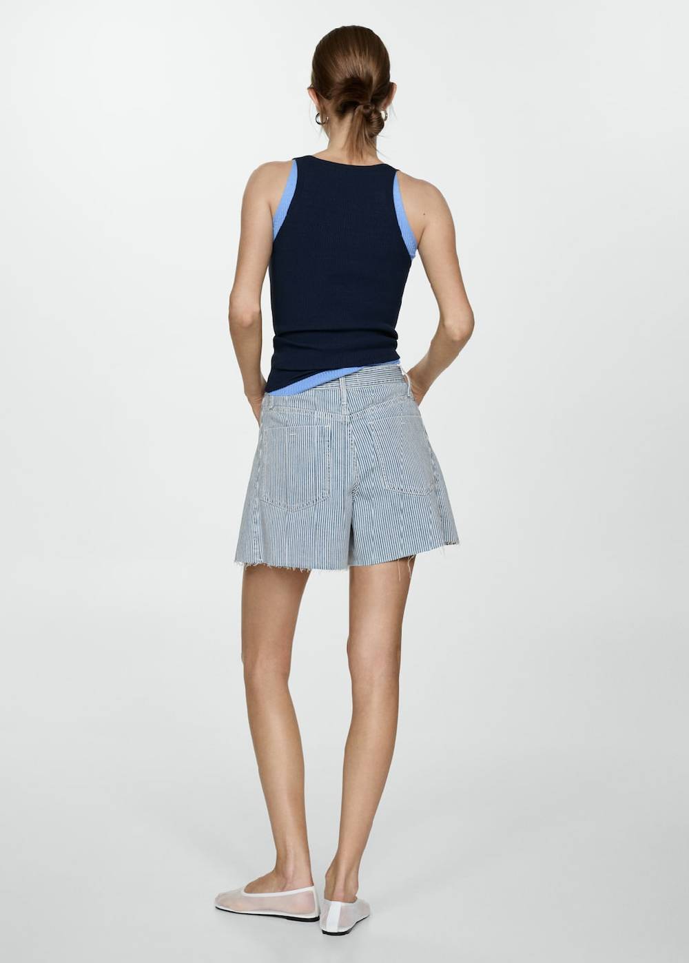 Mango Jeansshorts Mit Streifenmuster