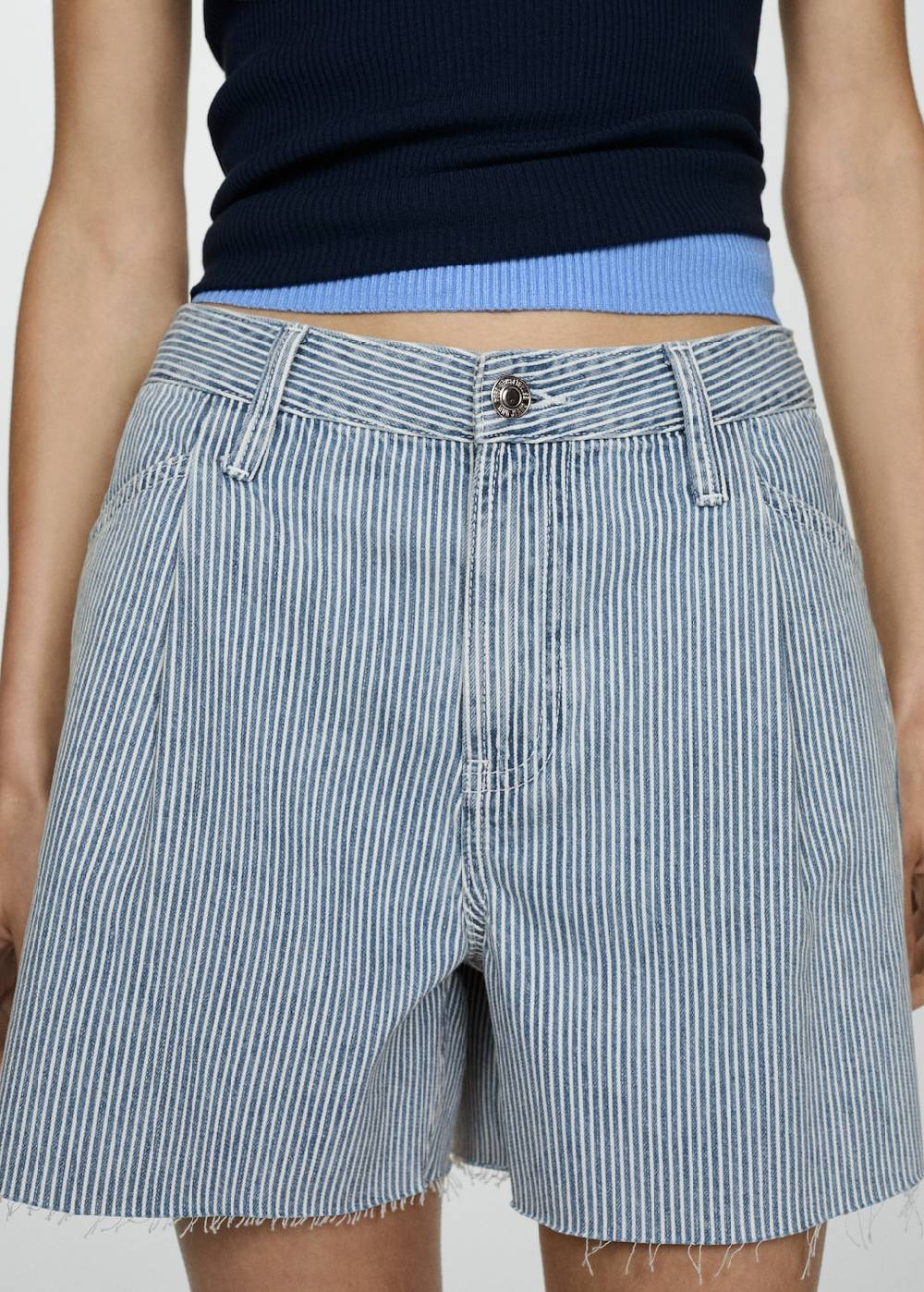 Mango Jeansshorts Mit Streifenmuster