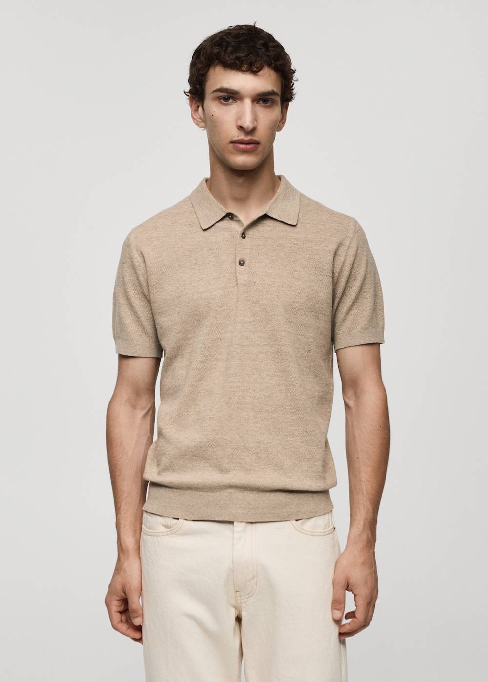 Mango Kurzärmliges Strick-Poloshirt