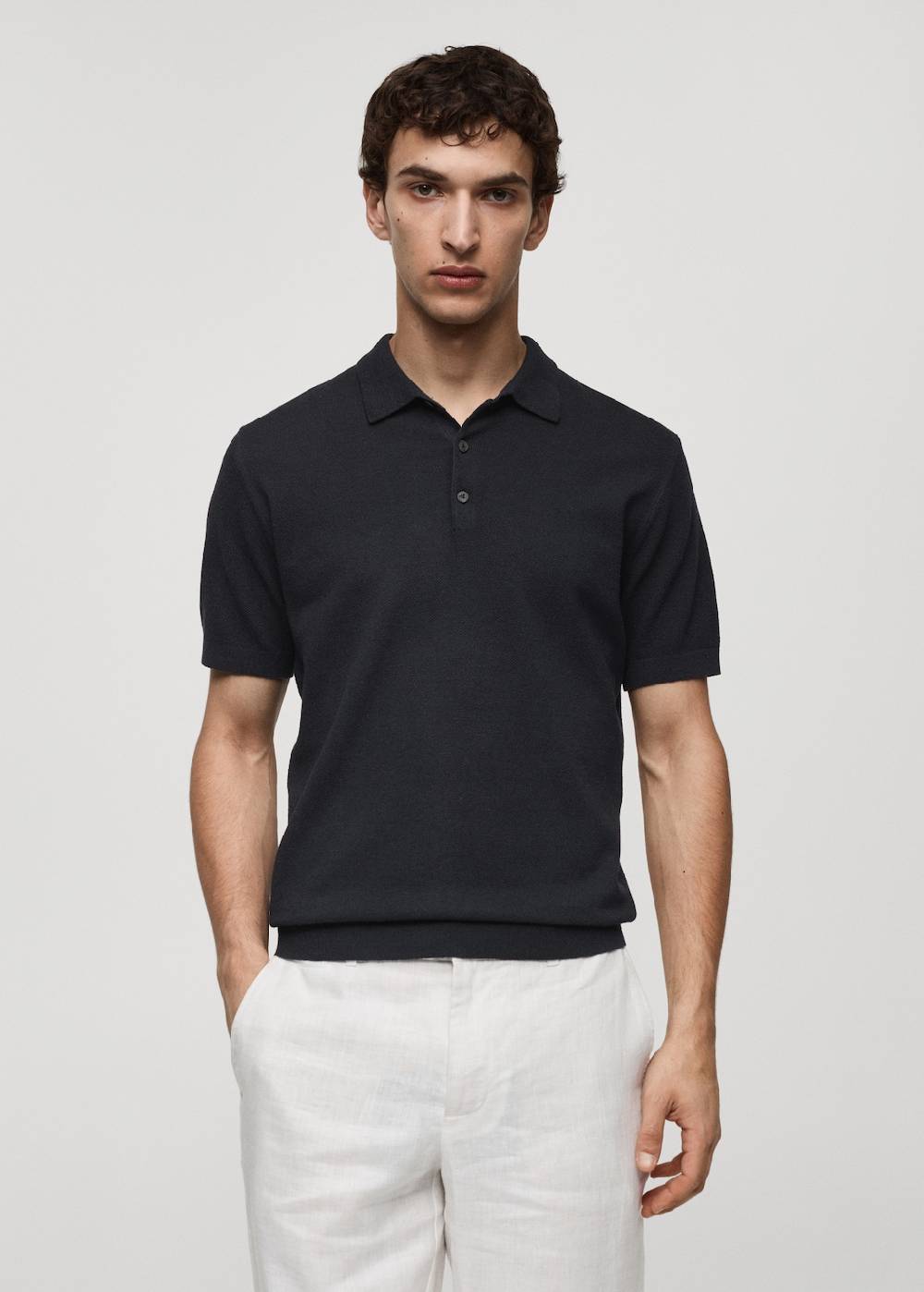 Mango Kurzärmliges Strick-Poloshirt