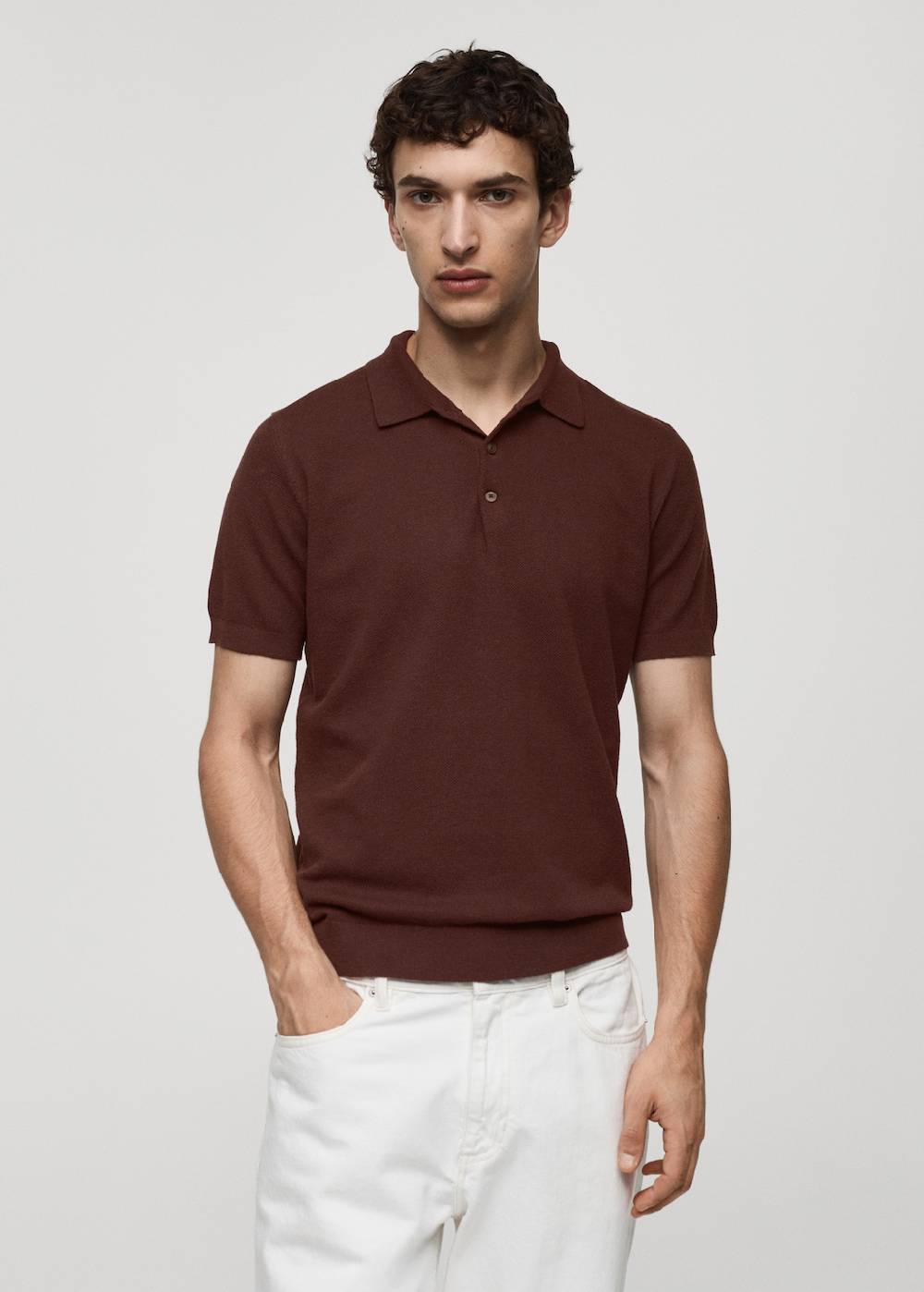 Mango Kurzärmliges Strick-Poloshirt