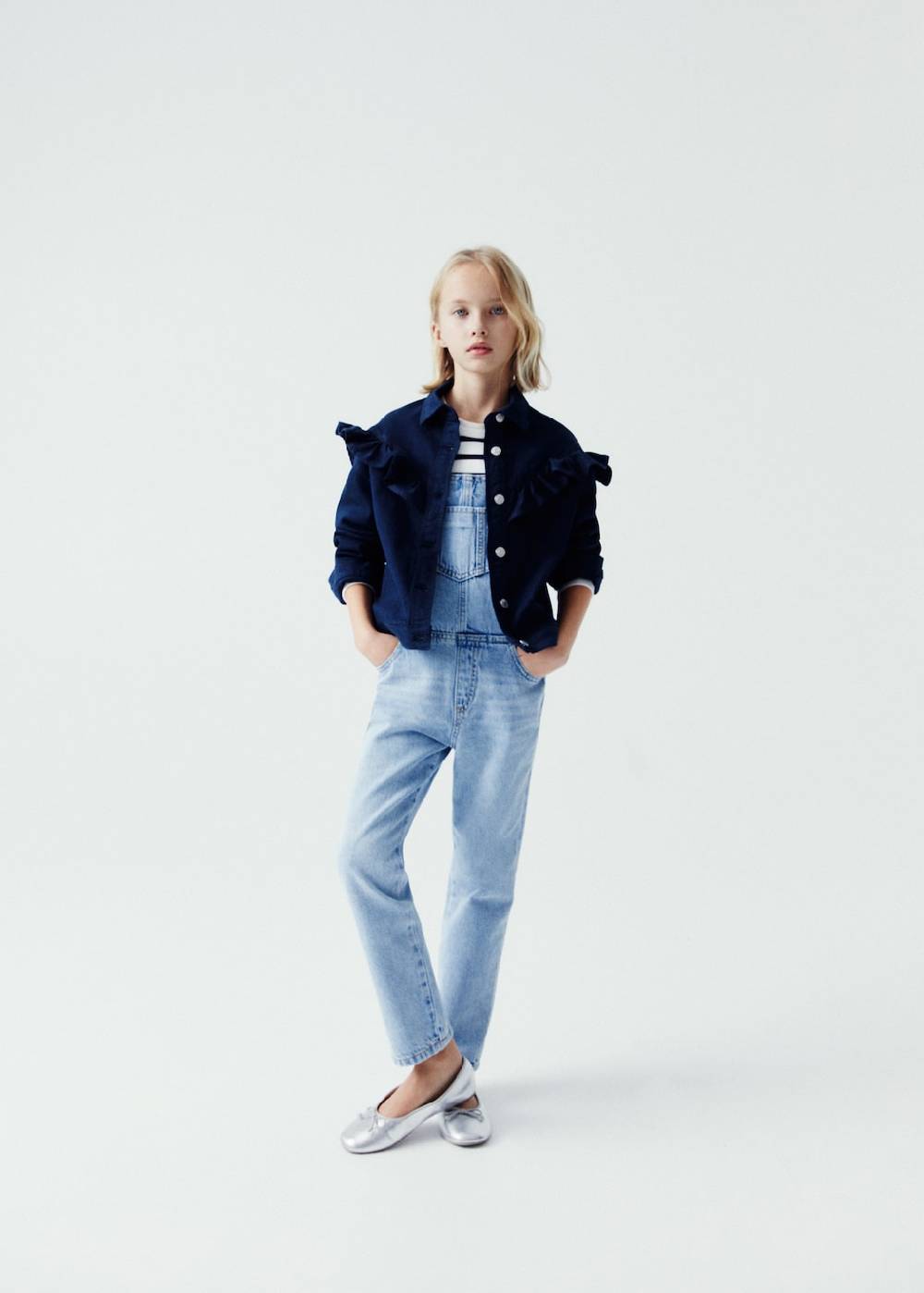 Mango Lange Jeanslatzhose