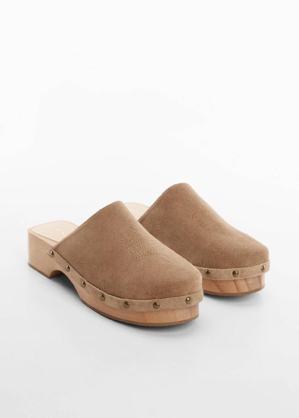 Mango Leder-Clogs mit Nieten