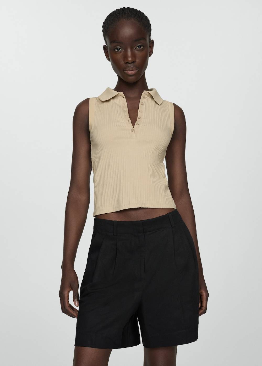 Mango Leinen-Bermudashorts Mit Bundfalten