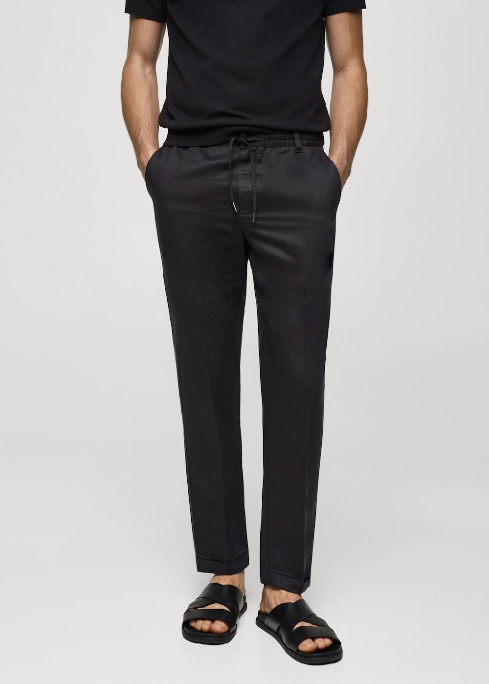 Mango Leinen-Tencel-Hose mit Kordelzug