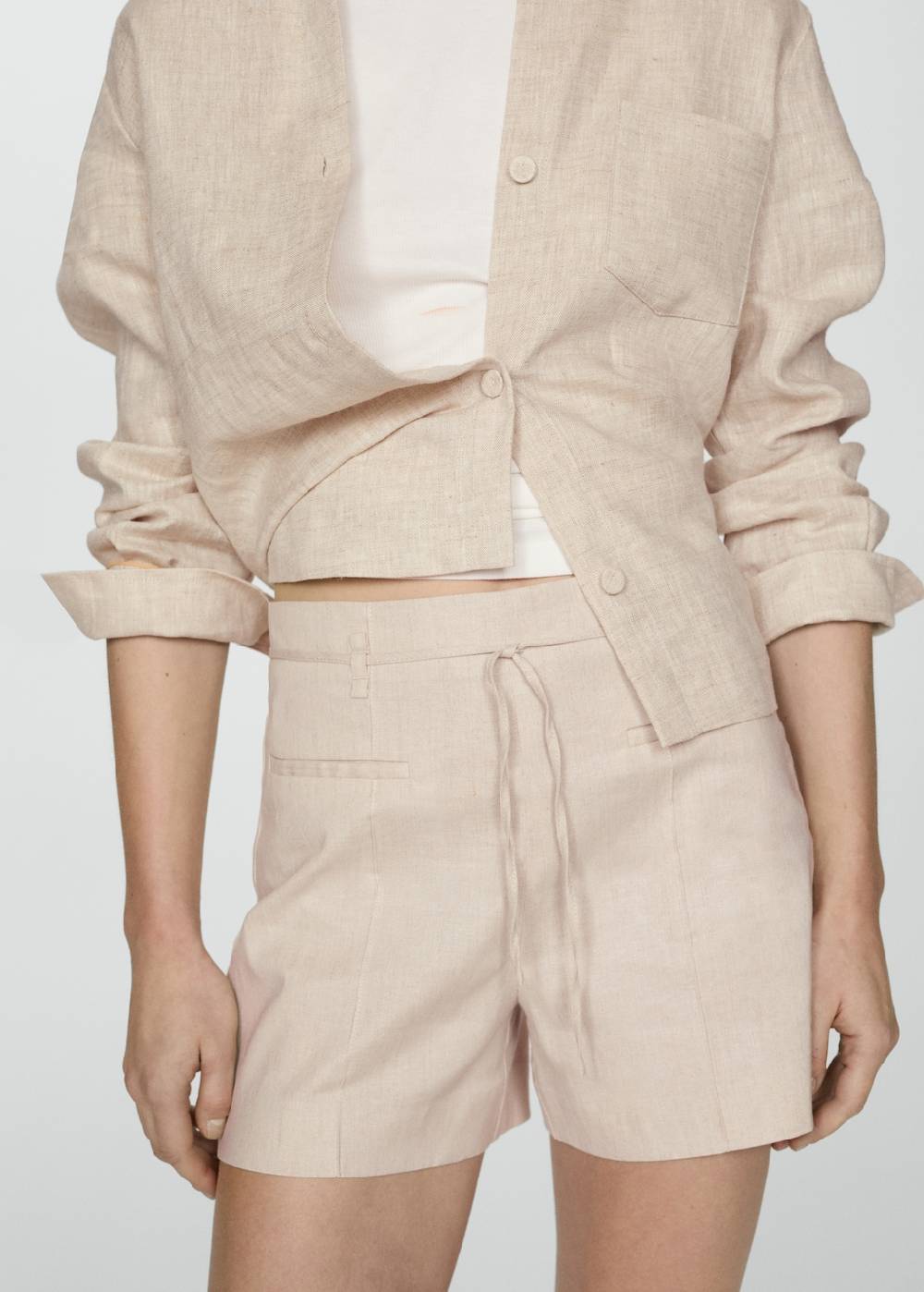 Mango Leinenshorts mit Schleife
