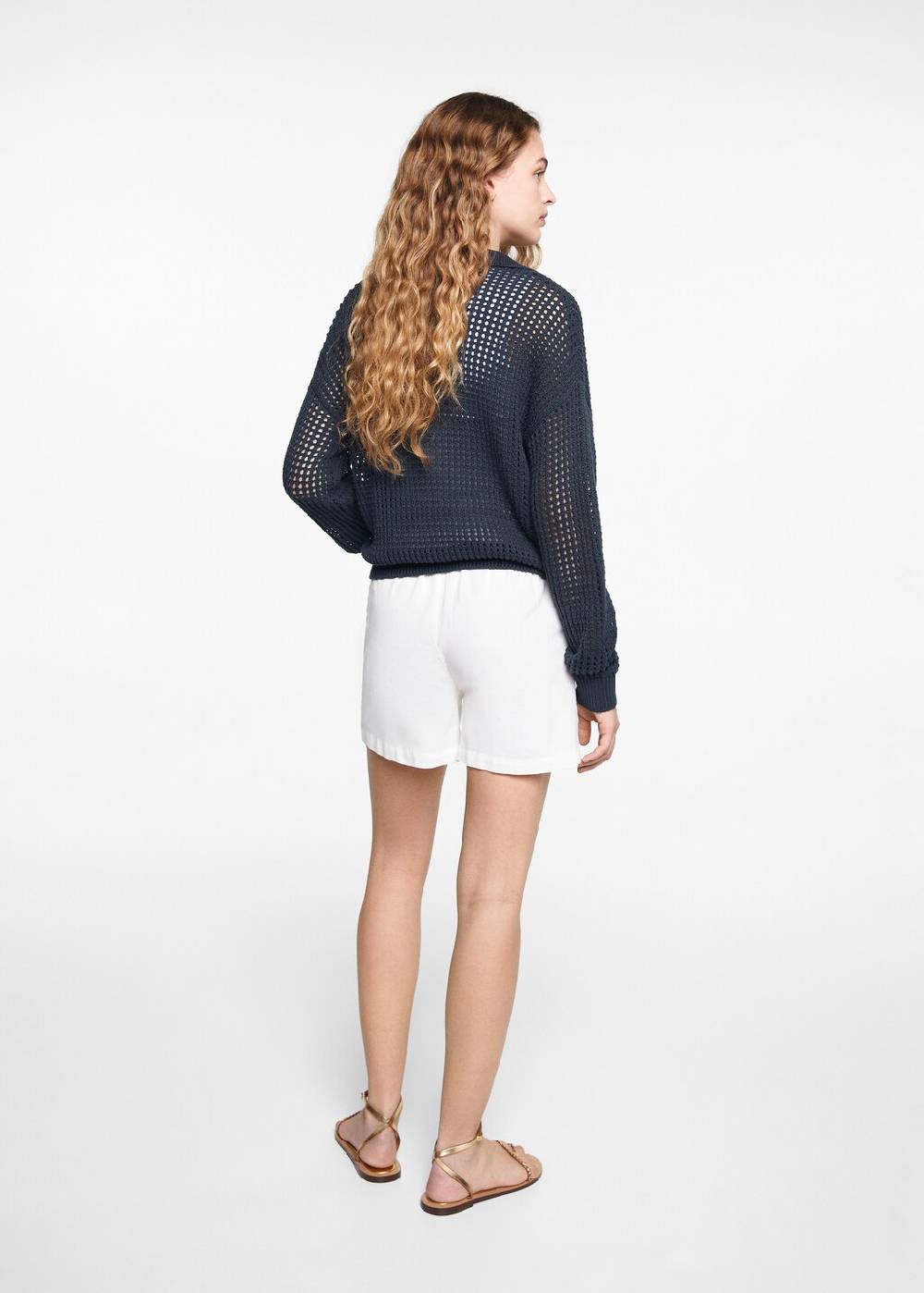 Mango Lochstrickpullover Mit Polo-Kragen