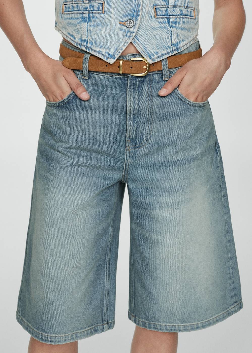 Mango Loose-Fit-Jeans-Bermudashorts