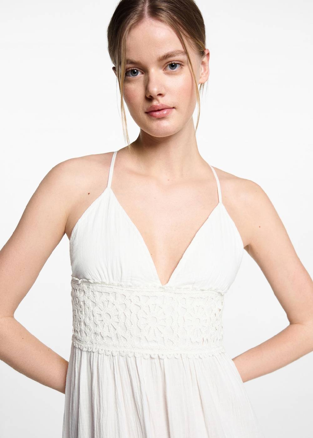 Mango Maxi-Kleid Mit Besticktem Volant