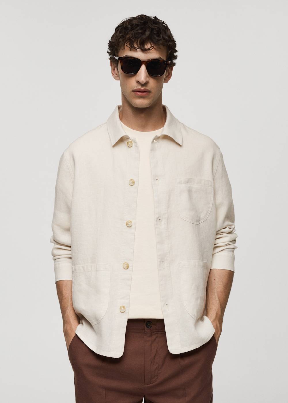 Mango Overshirt mit Taschen aus 100 % Leinen