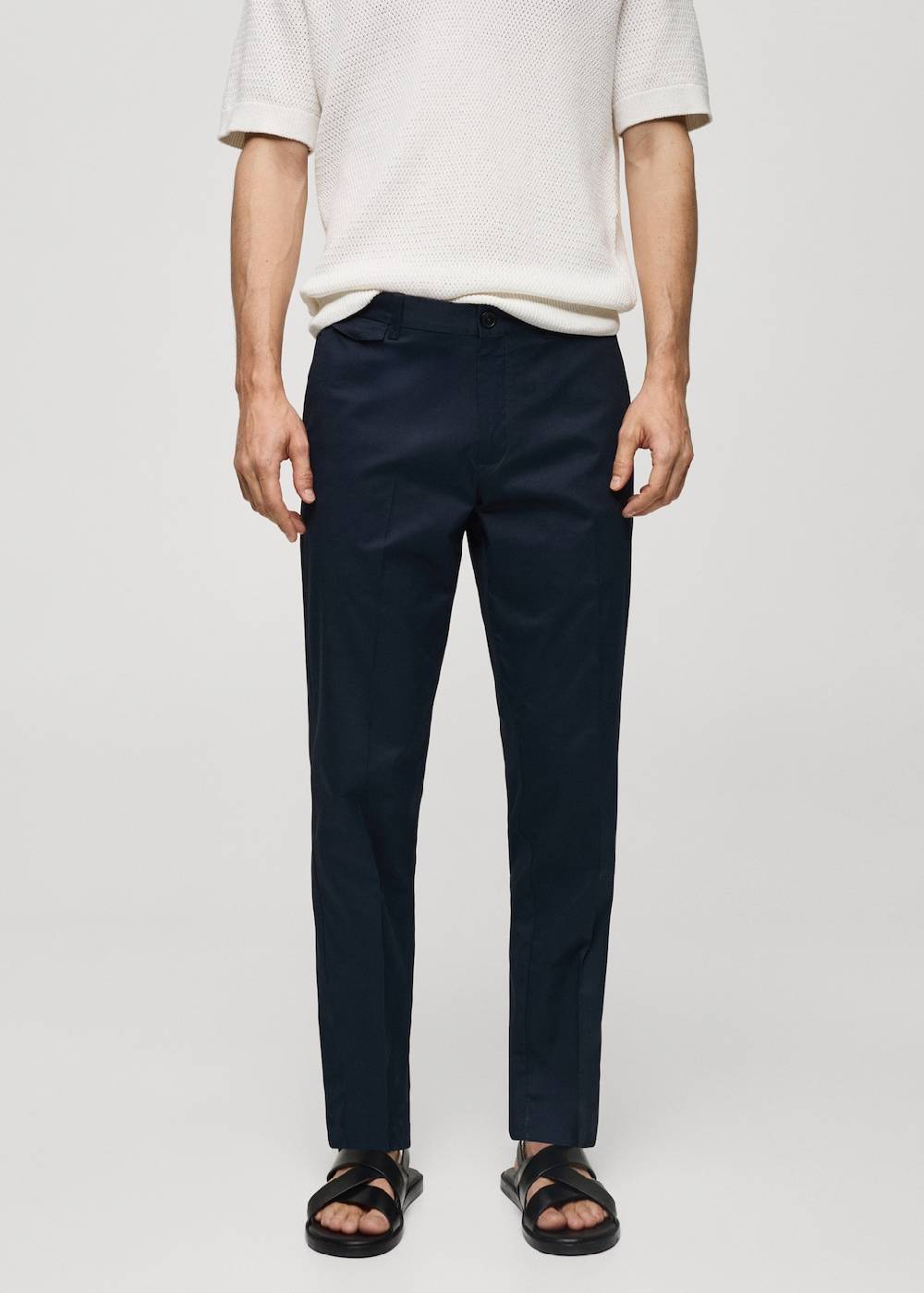 Mango Regular Fit-Baumwollhose mit Struktur