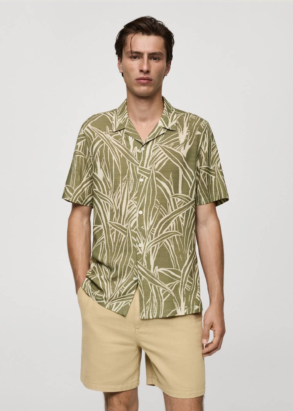 Mango Regular Fit-Hemd mit Blattmotiv