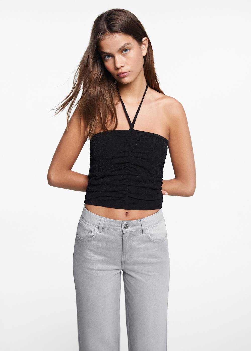 Mango Regular Fit-Jeans in Metall-Optik