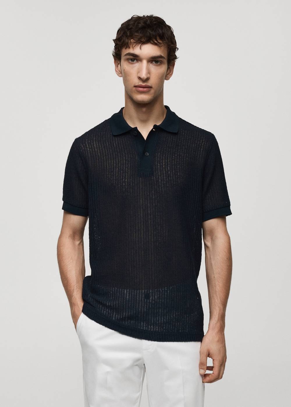 Mango Regular-Fit-Poloshirt mit Lochmuster