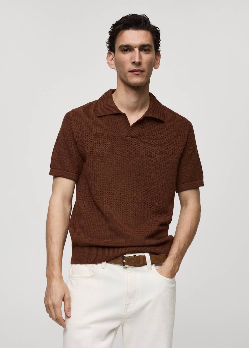 Mango Rippstrick-Poloshirt