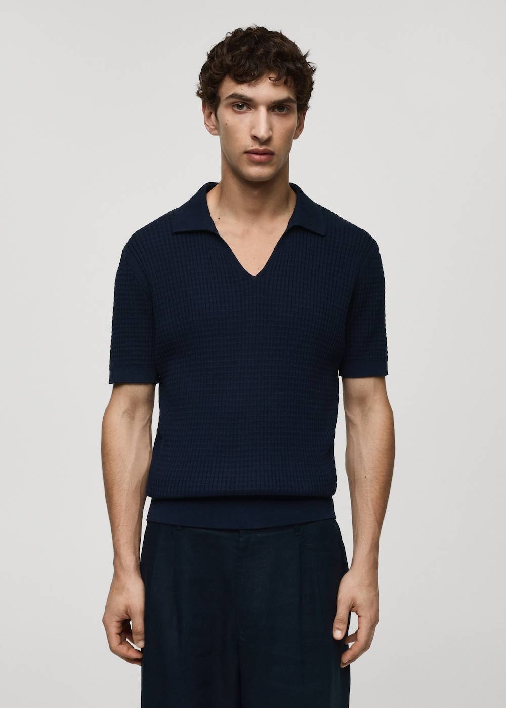 Mango Rippstrick-Poloshirt