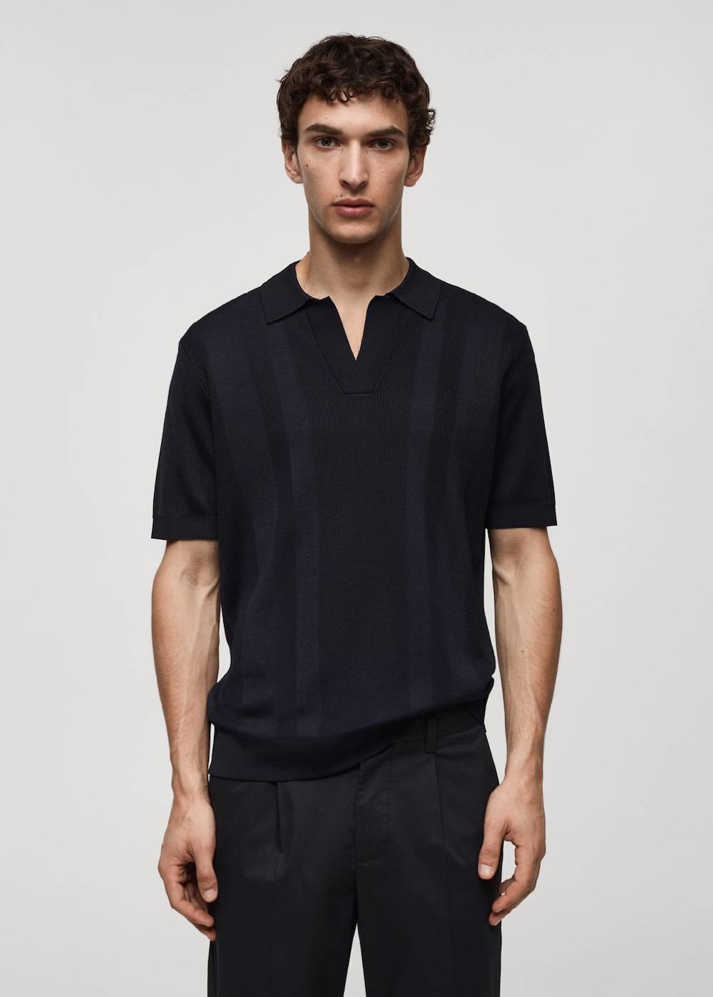 Mango Rippstrick-Poloshirt