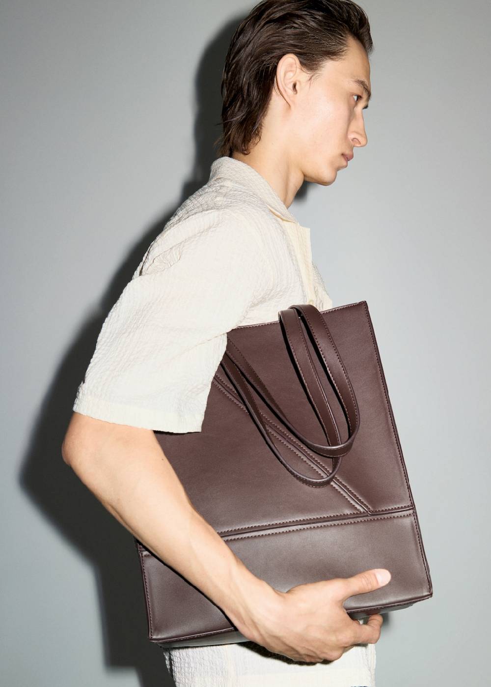 Mango Seersucker-Hemd Mit Bowlingkragen