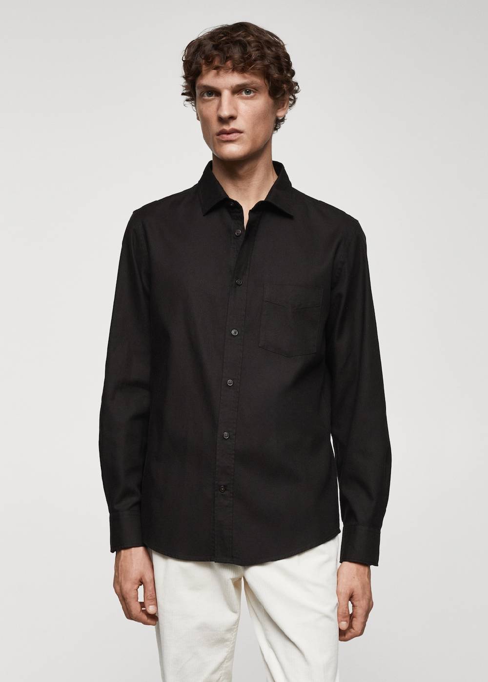 Mango Serge-Hemd aus aufgerauter Baumwolle