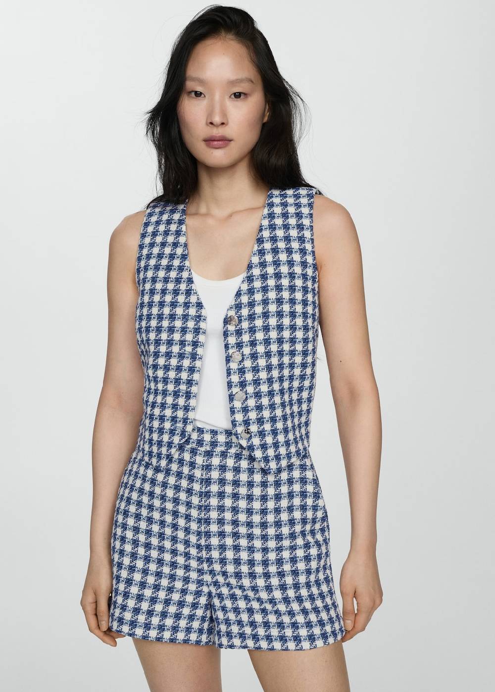 Mango Shorts mit Hahnentrittmuster