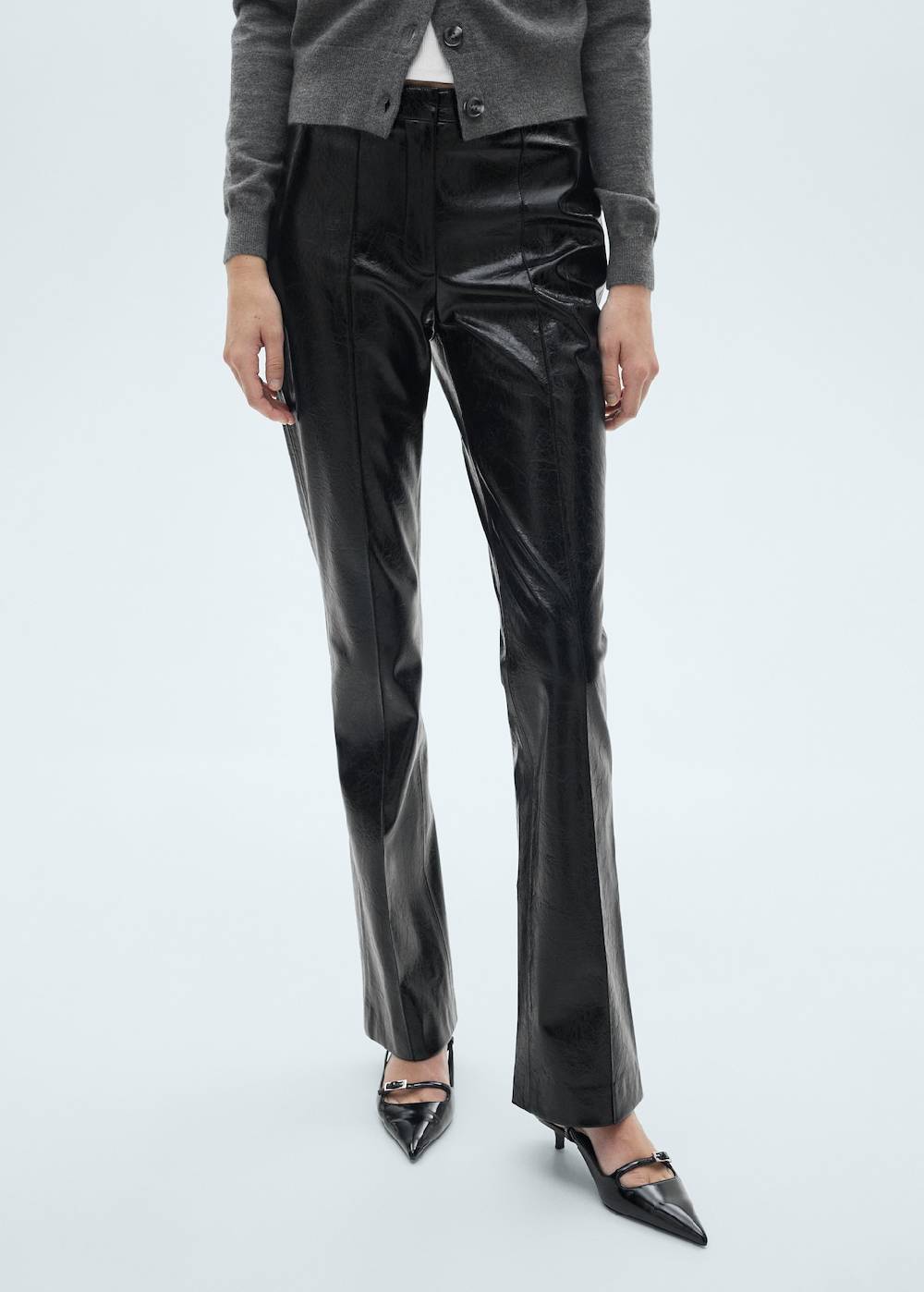 Mango Skinny-Hose mit Leder-Effekt