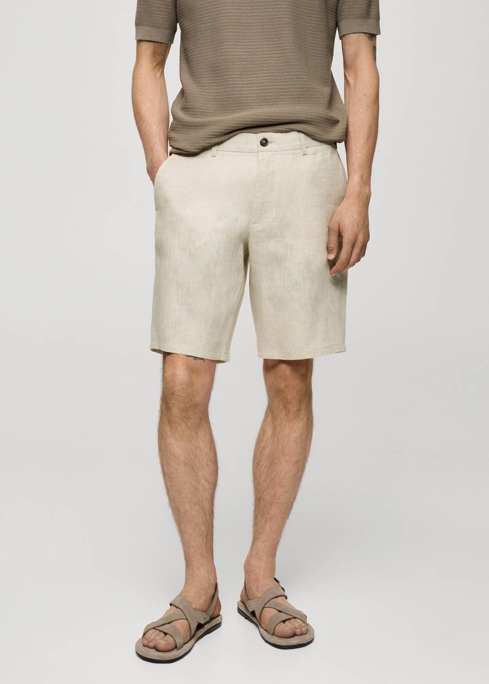 Mango Slim-Fit-Bermudashorts aus 100 % Leinen