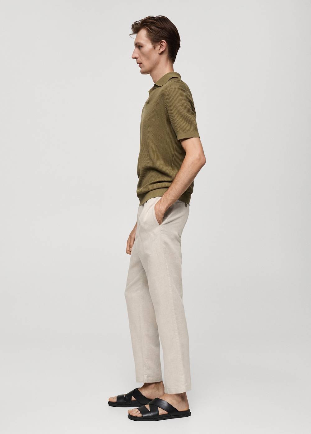 Mango Slim Fit-Leinenhose Mit Kordel
