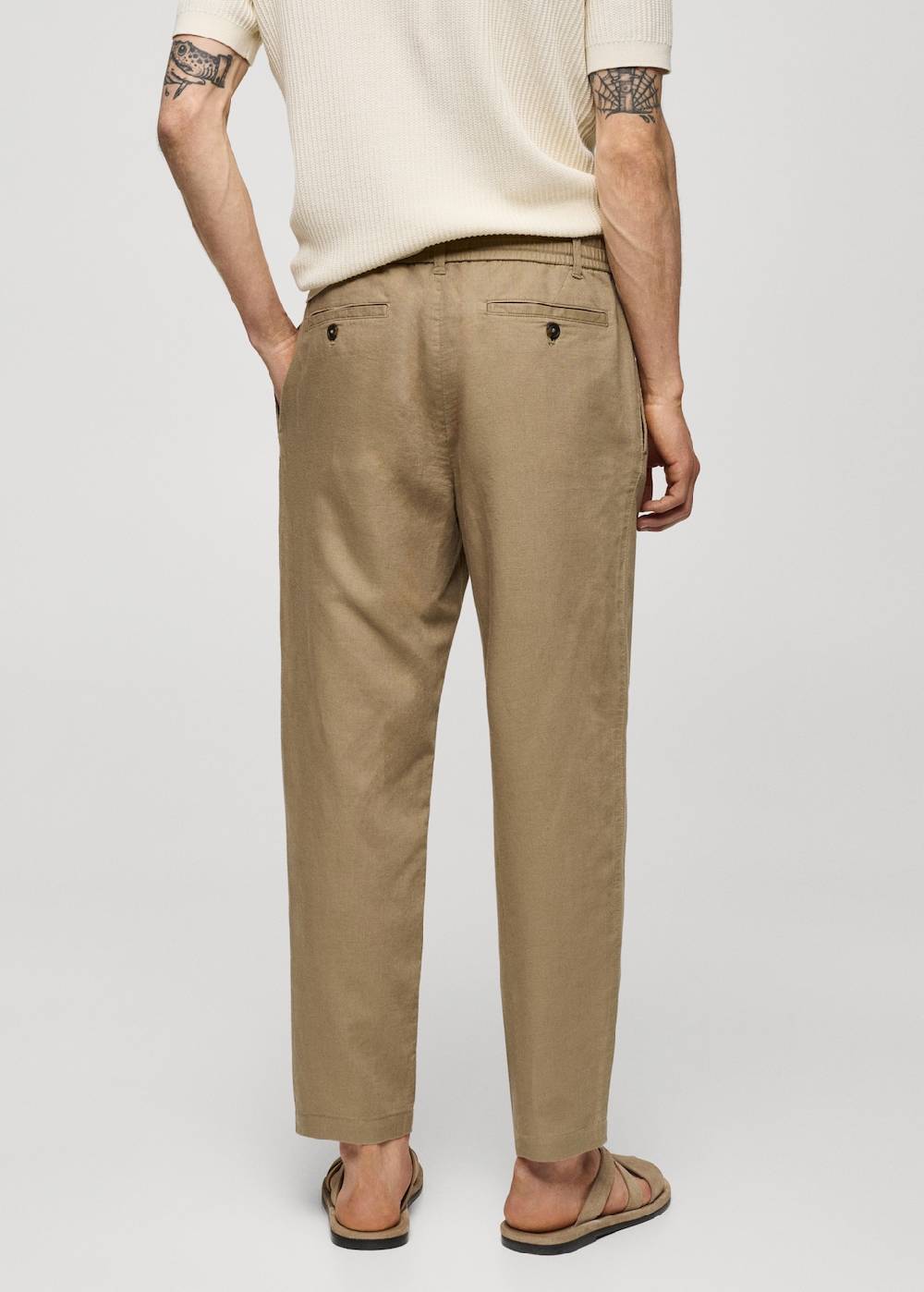 Mango Slim Fit-Leinenhose Mit Kordel