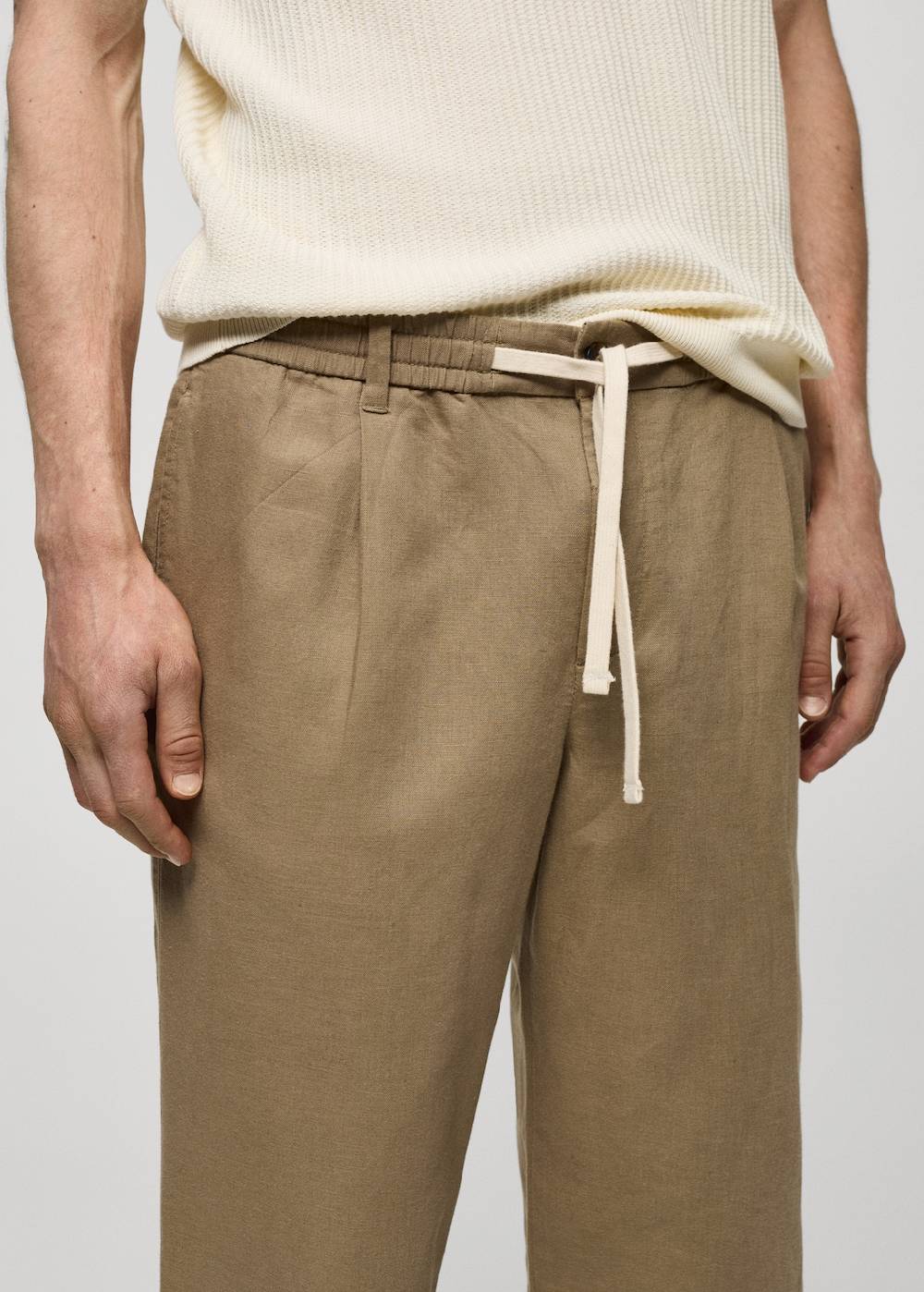 Mango Slim Fit-Leinenhose Mit Kordel