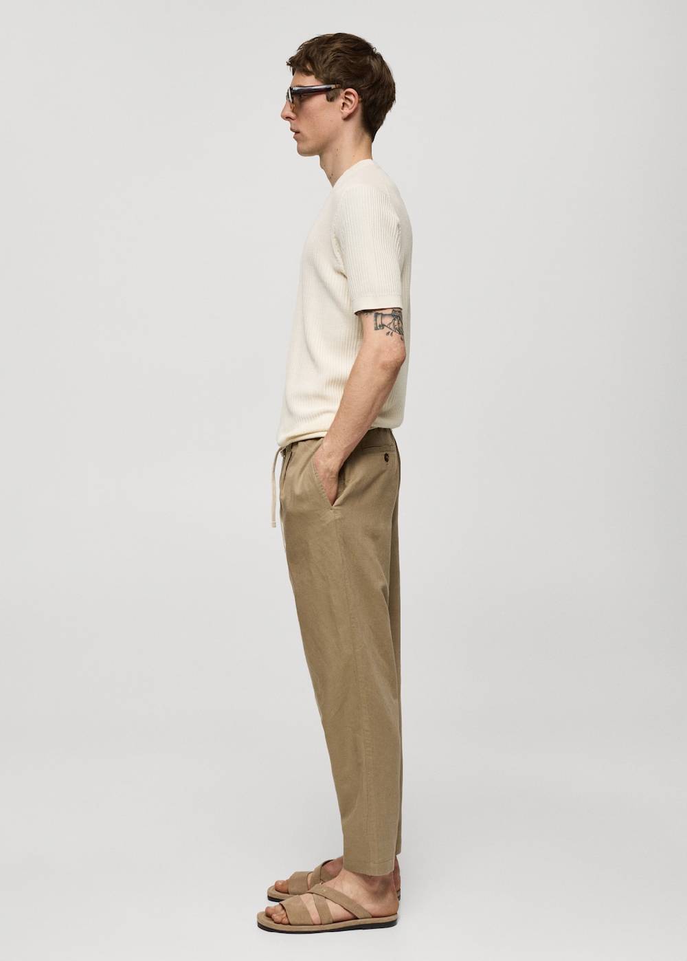 Mango Slim Fit-Leinenhose Mit Kordel