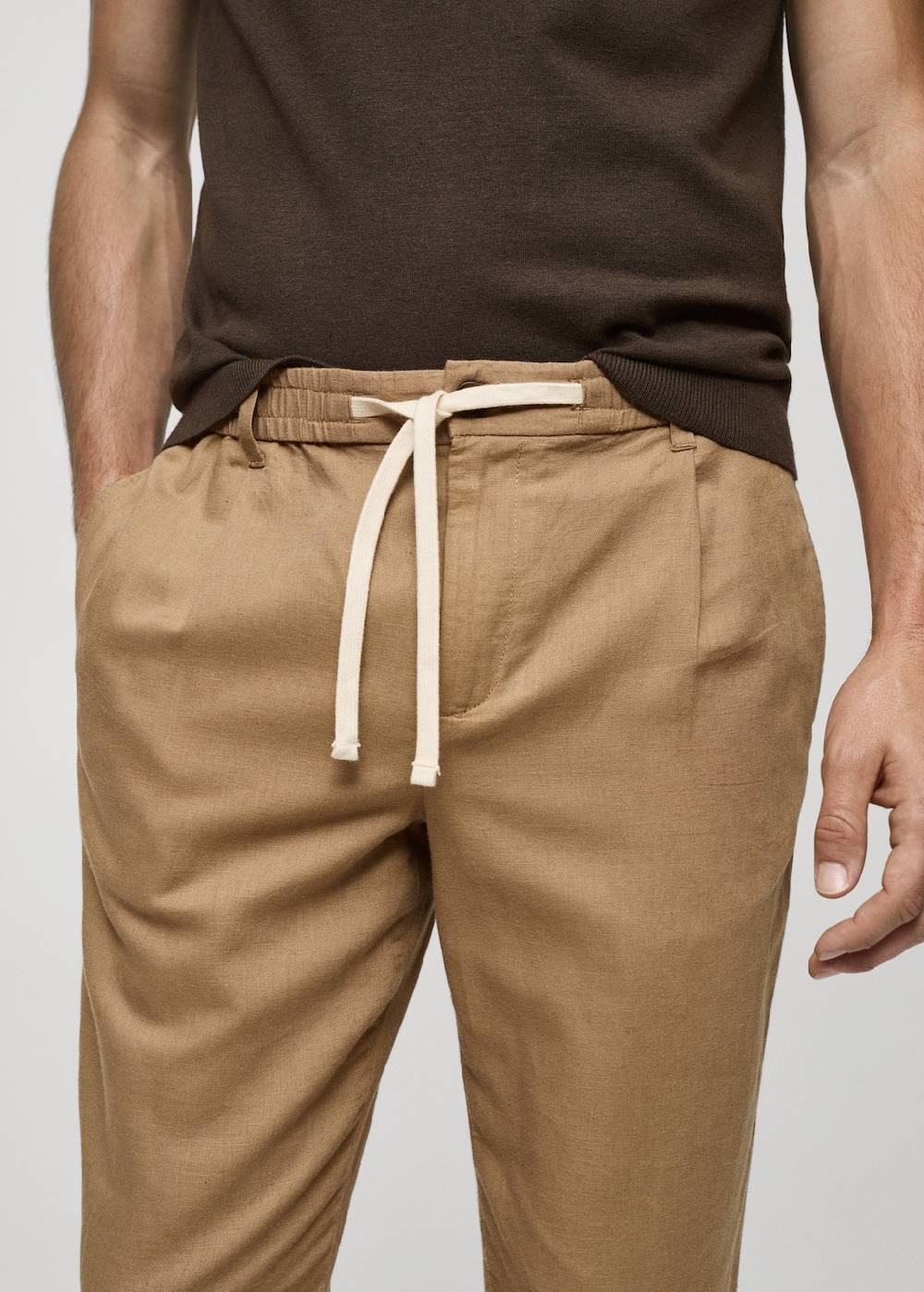 Mango Slim Fit-Leinenhose Mit Kordel