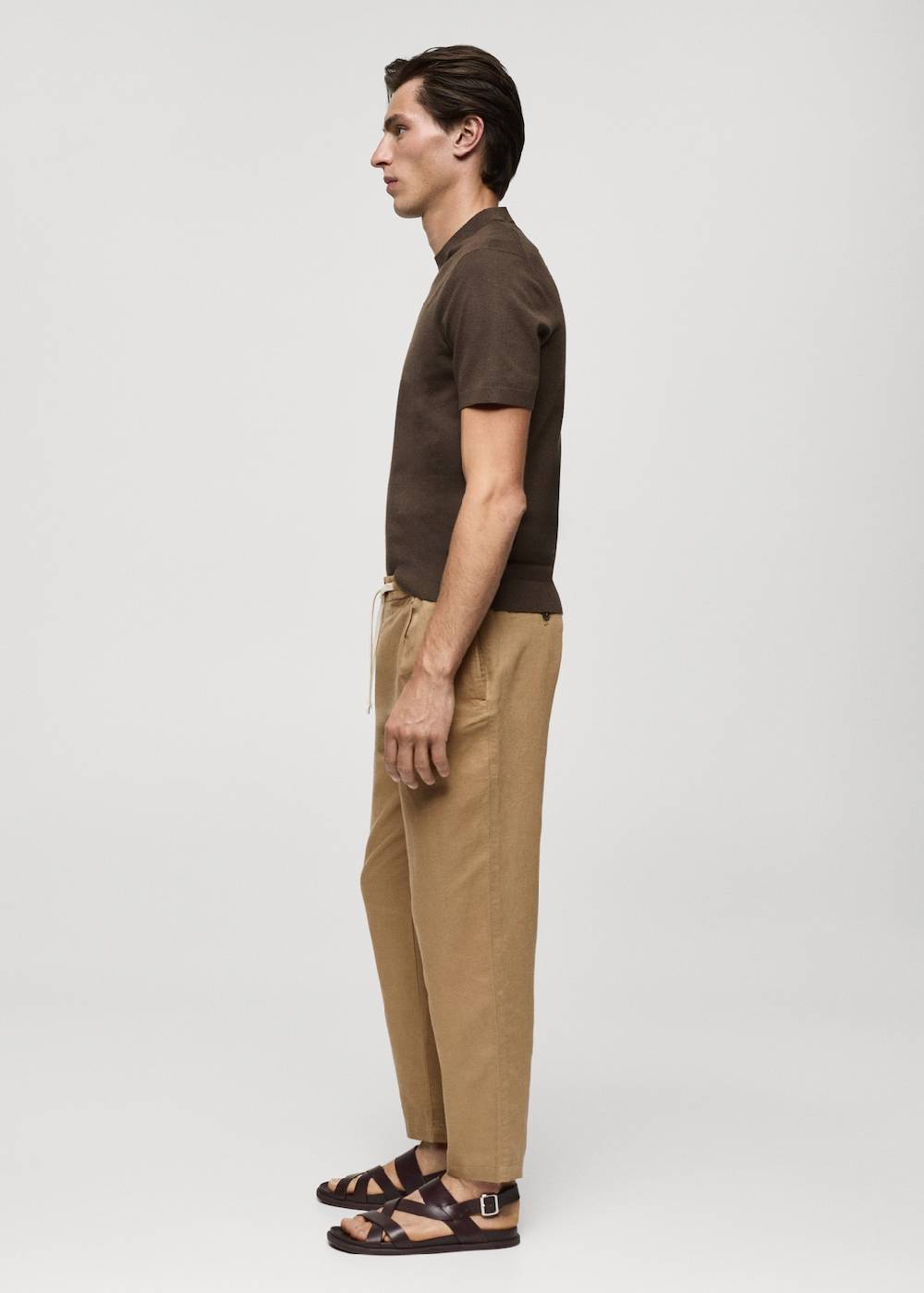 Mango Slim Fit-Leinenhose Mit Kordel