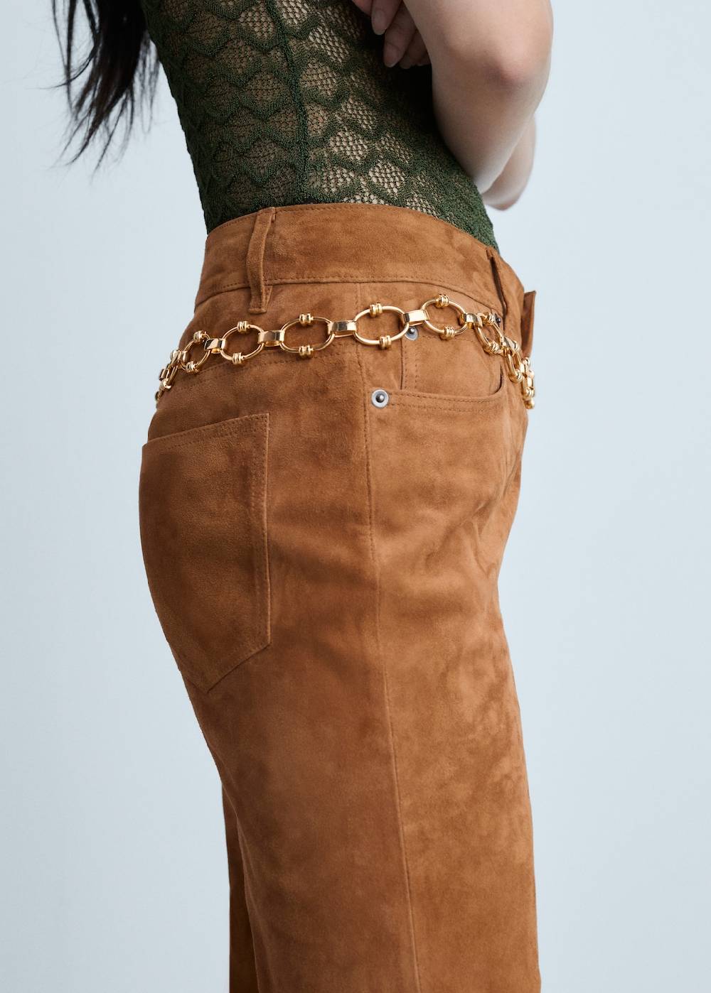 Mango Straight Fit Lederhose