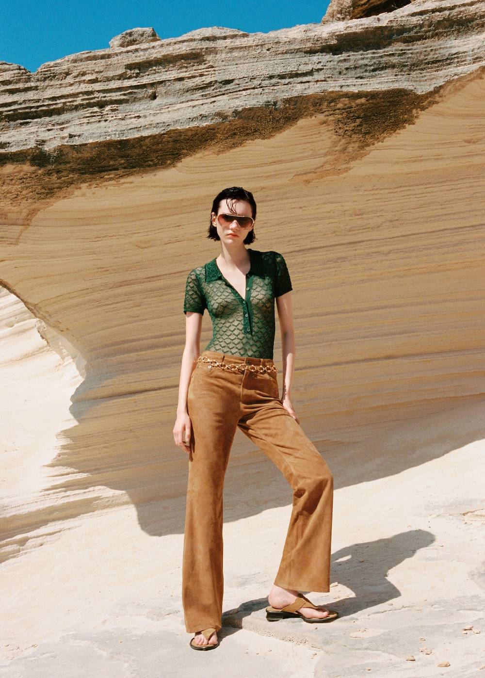 Mango Straight Fit Lederhose