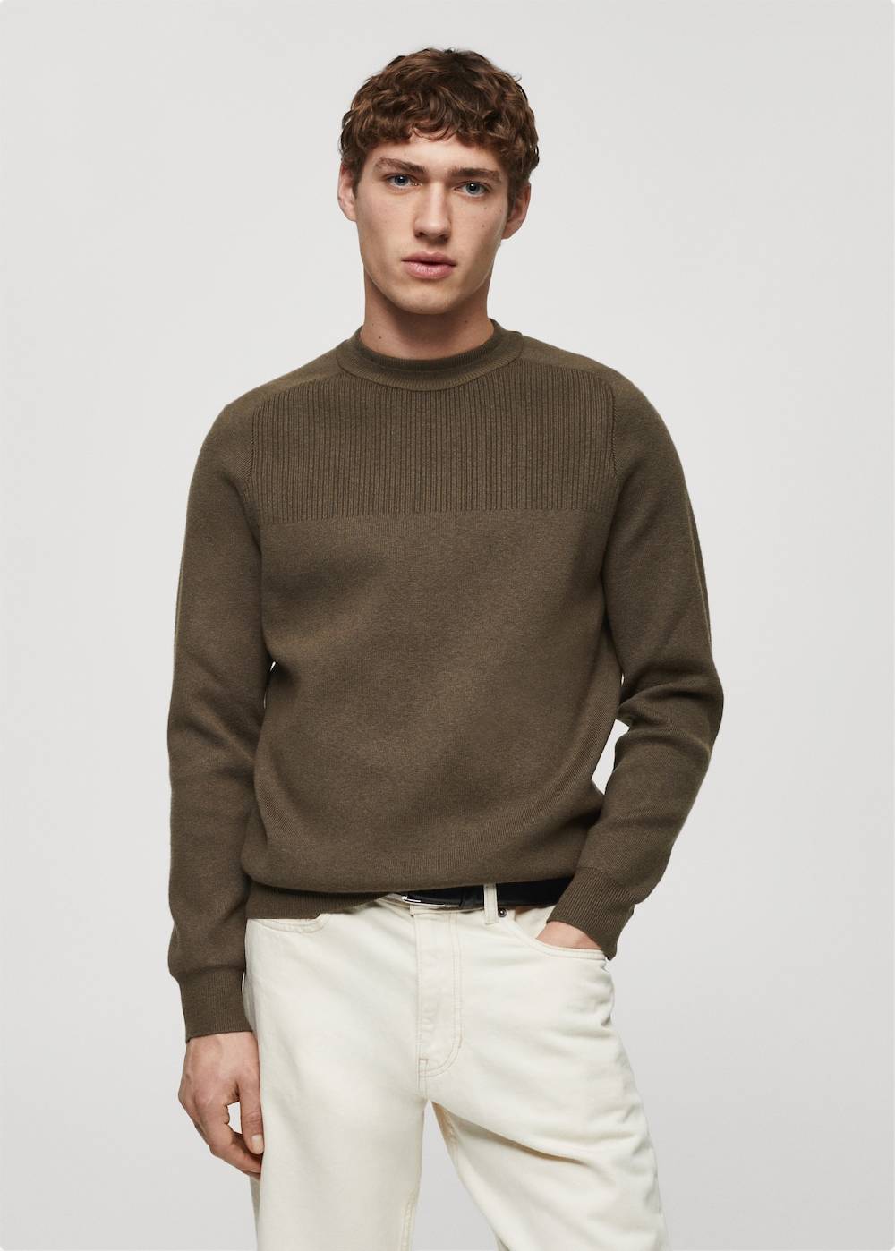 Mango Stretchpullover mit Rippdetail