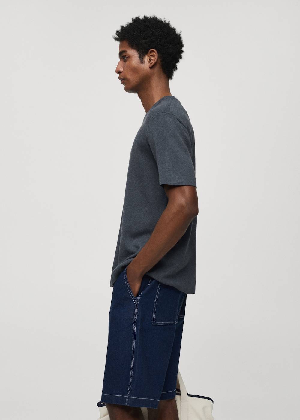 Mango Strick-T-Shirt Aus Baumwollgemisch