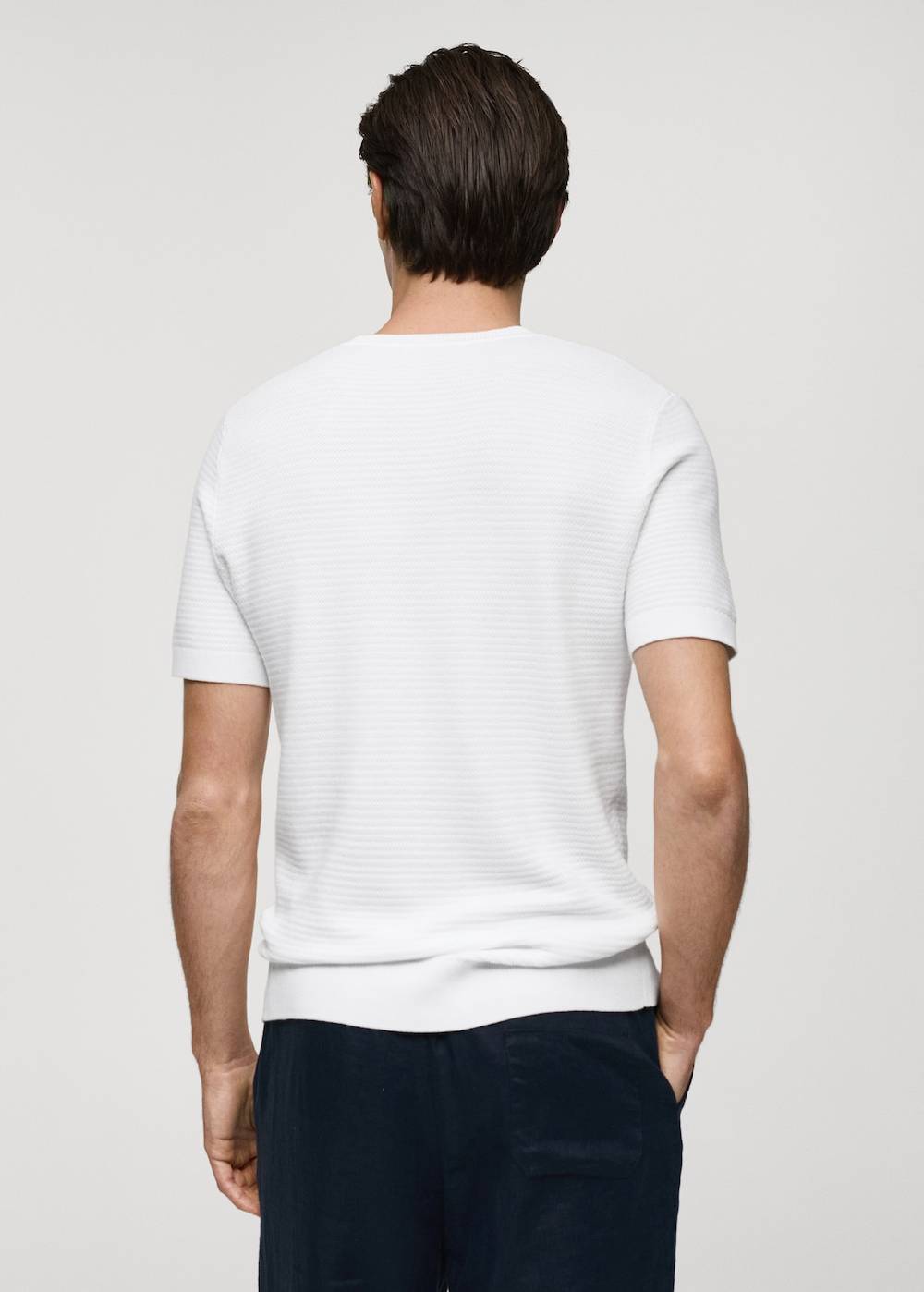 Mango Strick-T-Shirt Aus Tencel Mit Zopfmuster