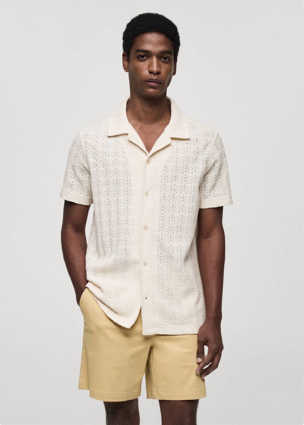 Mango Strickhemd im Häkel-Style