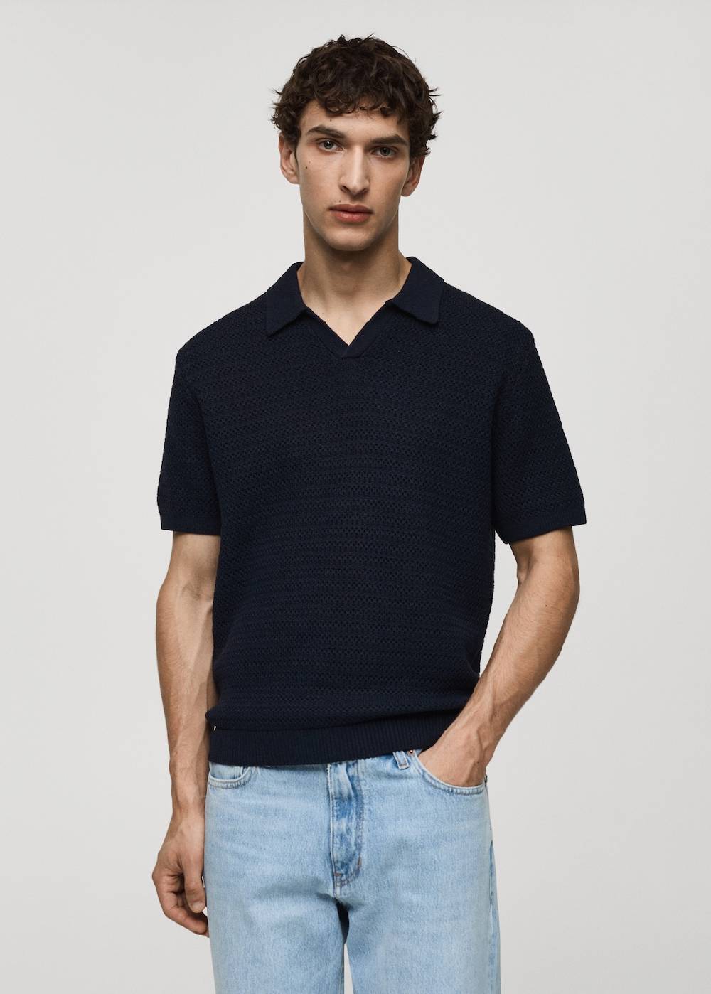 Mango Strickpoloshirt in Flecht-Optik