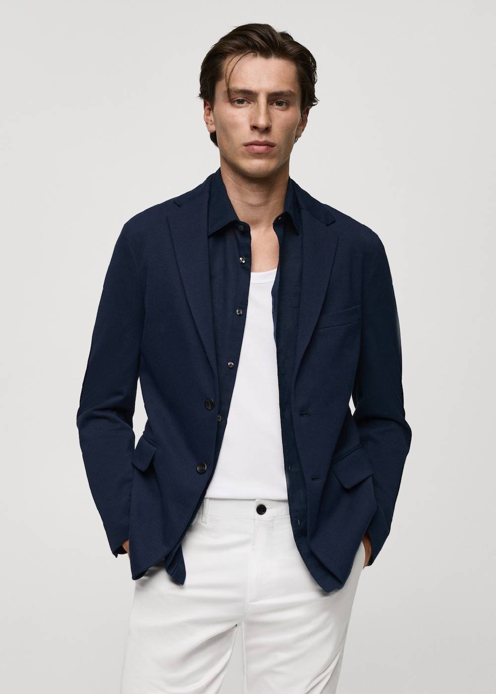 Mango Strukturierter Slim Fit-Baumwollblazer