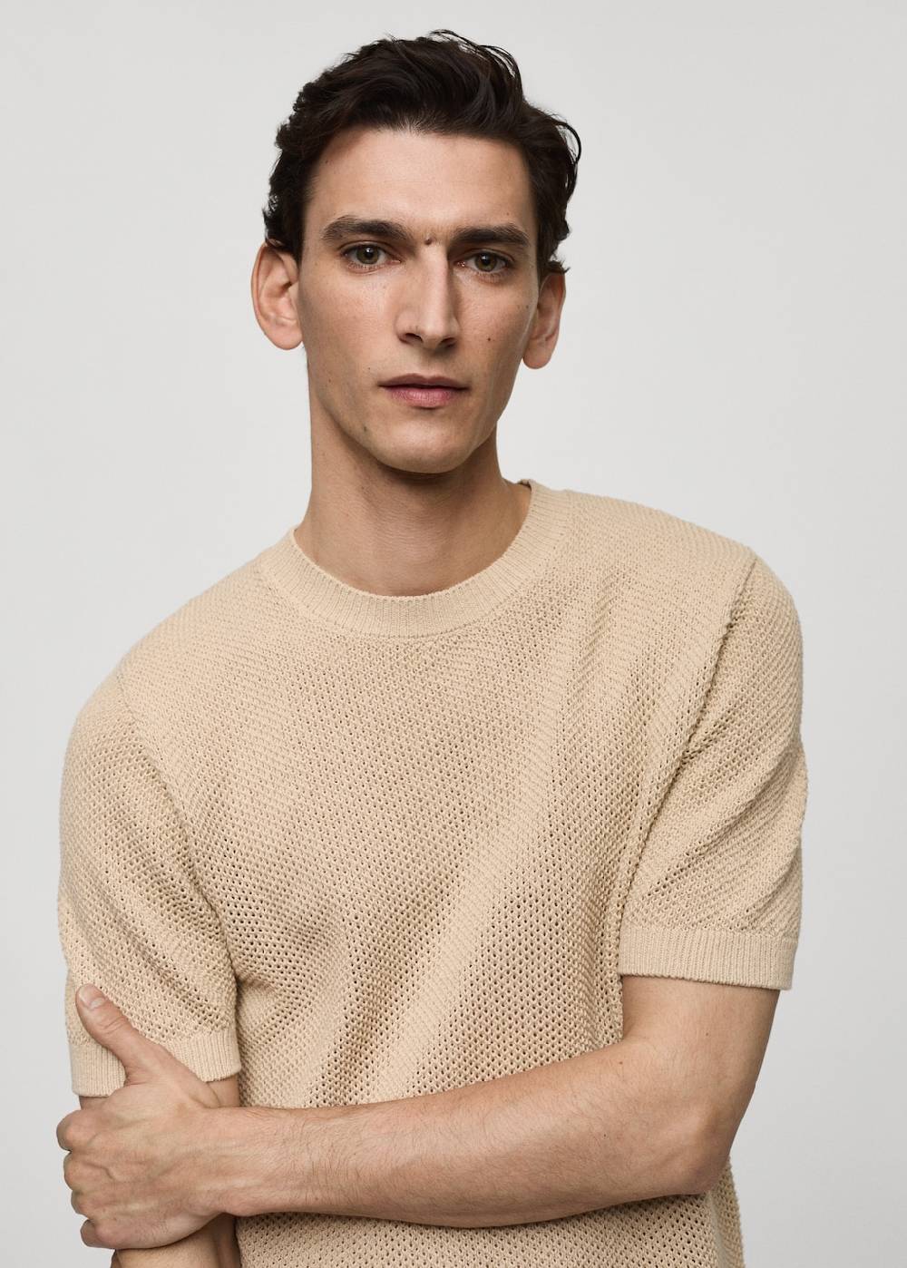 Mango Strukturiertes Strick-T-Shirt Aus Baumwolle