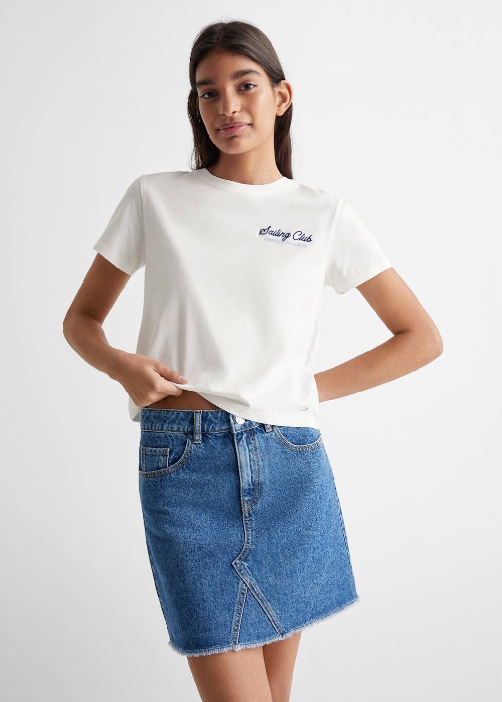 Mango T-Shirt mit gestickter Aufschrift