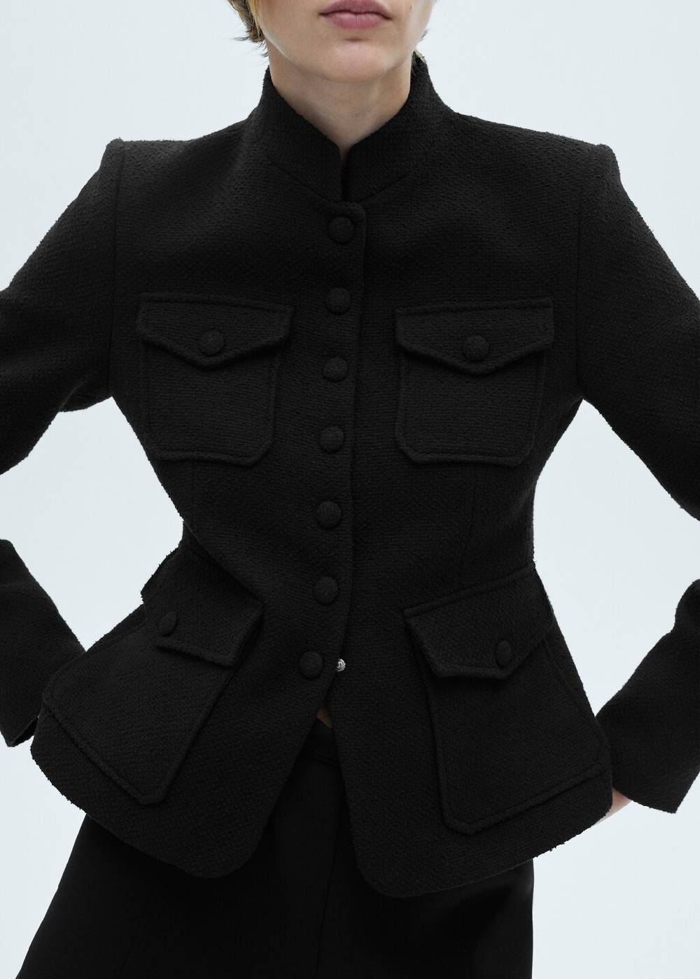 Mango Tweed-Jacke Mit Taschen