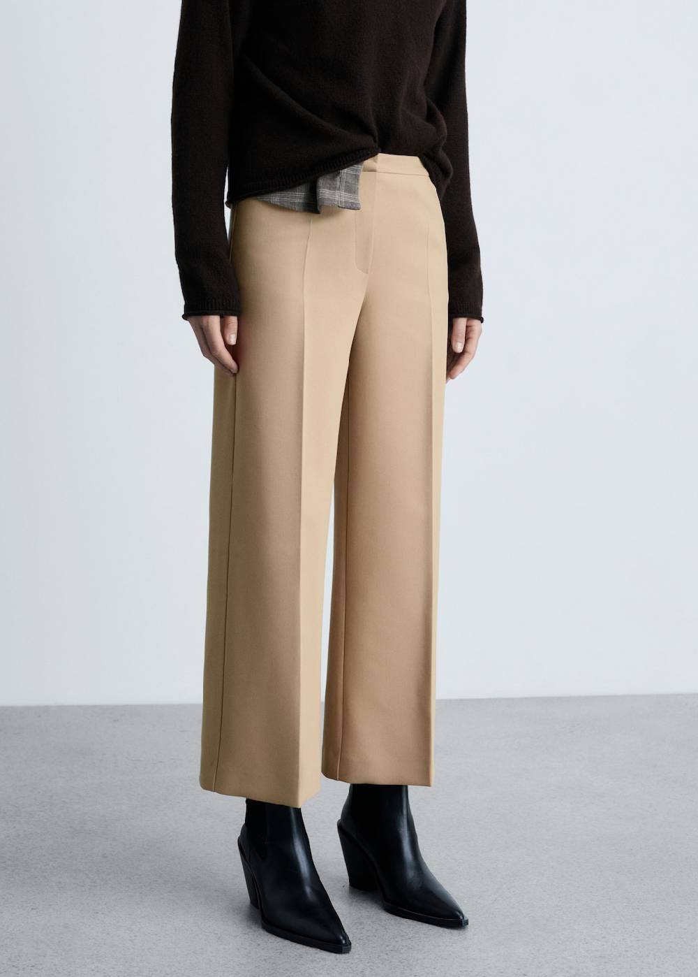 Mango Wideleg-Bundfaltenhose